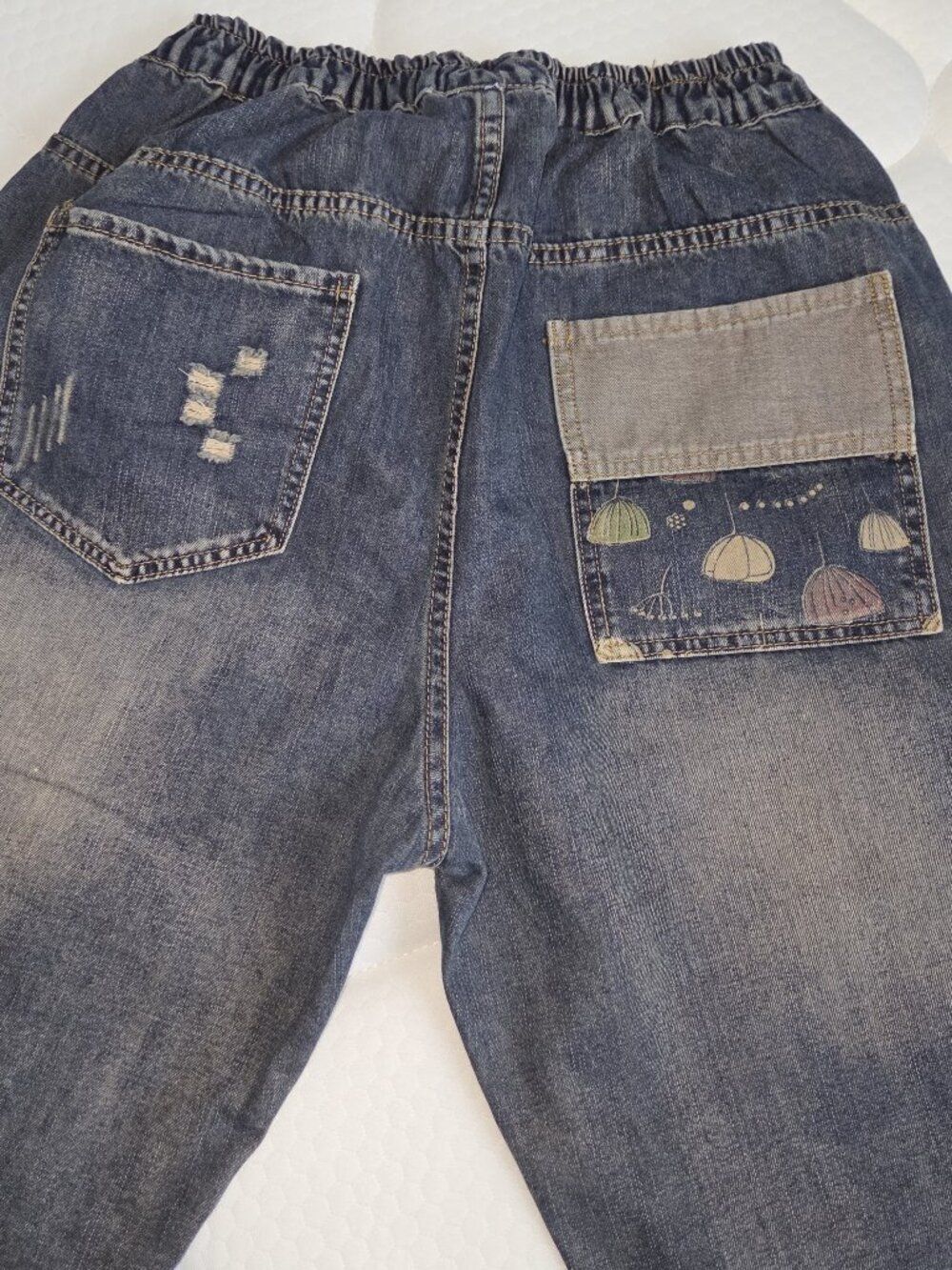 Casual Jeans Denim Loose Pants Elastic Waist with Pockets Size XL (14-16) - Picture 7 of 9